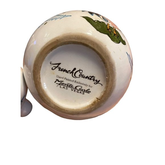 French Country Monte Carlo Las Vegas Hand Painted Sugar Bowl Souvenir - Picture 3 of 6